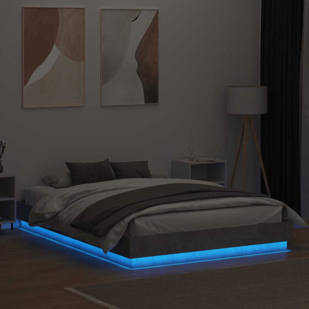 Πλαίσιο Κρεβατιού με LED Γκρι Σκυροδέματος 120x200 εκ.