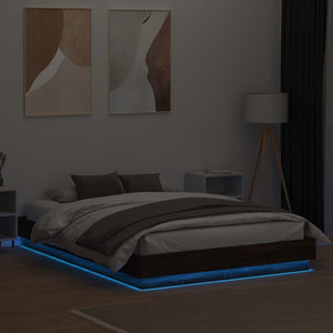 Πλαίσιο Κρεβατιού με LED Καφέ Δρυς 120x200 εκ.