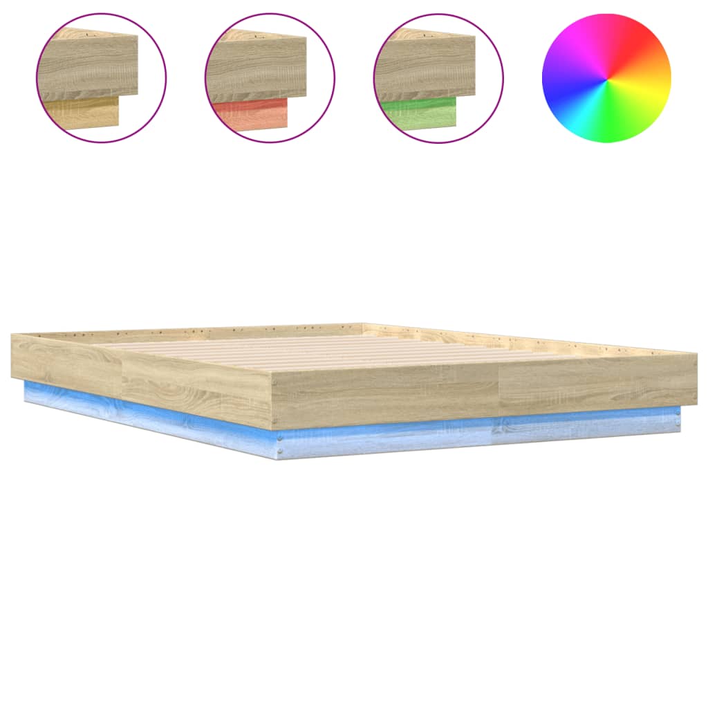 Πλαίσιο Κρεβατιού με LED Sonoma Δρυς 140x190 εκ. - Pakobazaar