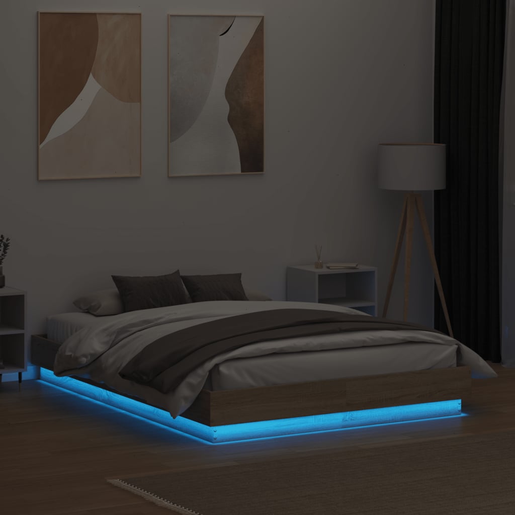 Πλαίσιο Κρεβατιού με LED Sonoma Δρυς 140x190 εκ. - Pakobazaar
