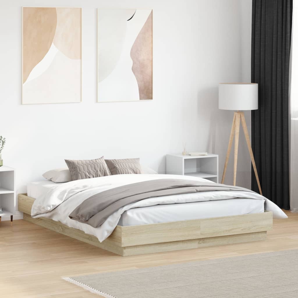 Πλαίσιο Κρεβατιού με LED Sonoma Δρυς 140x190 εκ. - Pakobazaar