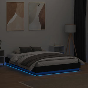 Πλαίσιο Κρεβατιού με LED Μαύρο 135 x 190 εκ.