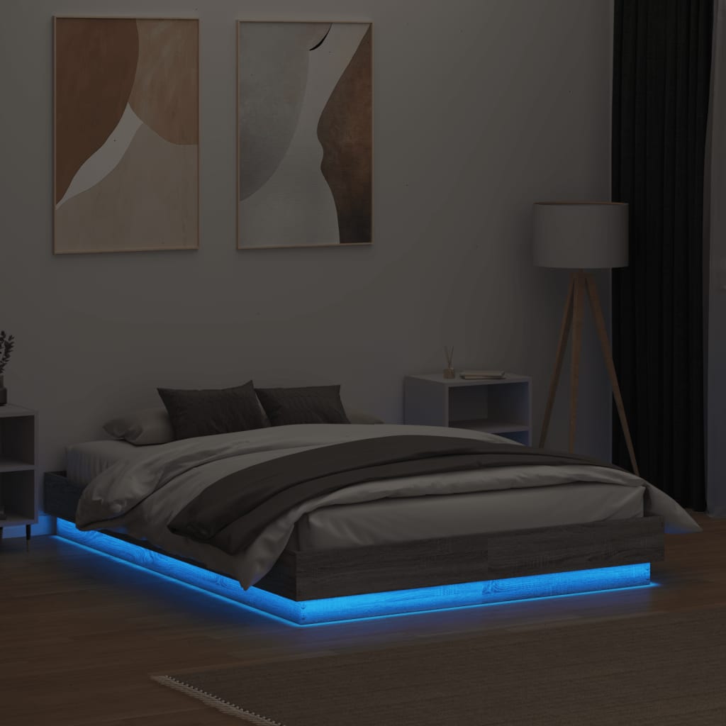 Πλαίσιο Κρεβατιού με LED Γκρι Sonoma 135x190 εκ.
