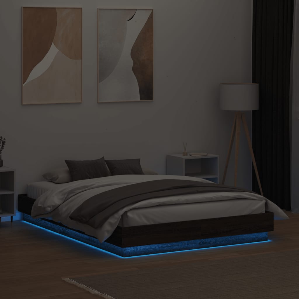 Πλαίσιο Κρεβατιού με LED Καφέ Δρυς 135x190 εκ.