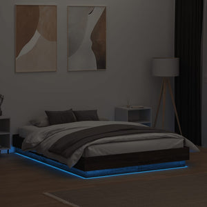 Πλαίσιο Κρεβατιού με LED Καφέ Δρυς 135x190 εκ.