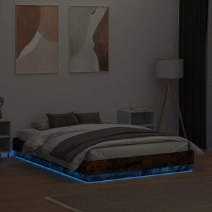 Πλαίσιο Κρεβατιού με LED Καπνιστή Δρυς 120x190 εκ.