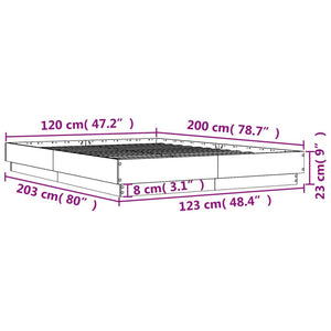 Πλαίσιο Κρεβατιού Γκρι Σκυροδέματος 120x200 εκ. Επεξεργ. Ξύλο