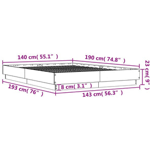 Πλαίσιο Κρεβατιού Γκρι Sonoma 140x190 εκ. Επεξεργασμένο Ξύλο