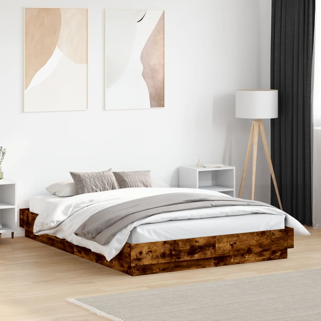 Πλαίσιο Κρεβατιού Καπνιστή Δρυς 135x190 εκ. Επεξεργασμένο Ξύλο - Pakobazaar
