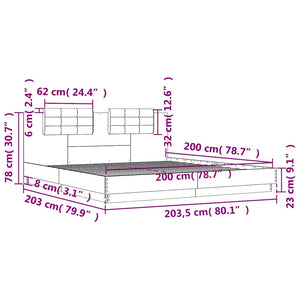 Πλαίσιο Κρεβατιού με Κεφαλάρι Λευκό 200x200 εκ. Επεξ. Ξύλο