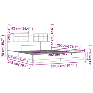 Πλαίσιο Κρεβατιού με Κεφαλάρι Μαύρο 200 x 200 εκ. Επεξ. Ξύλο