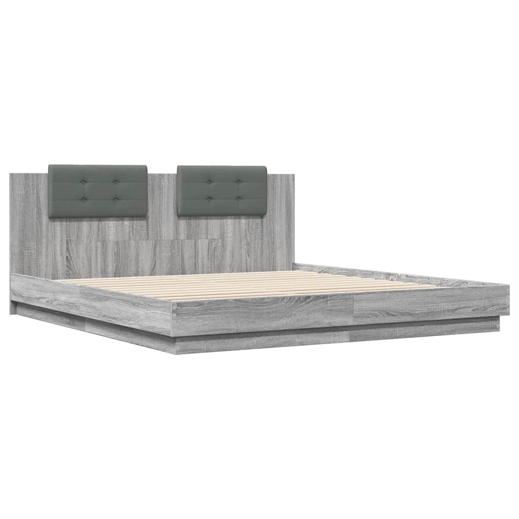 Πλαίσιο Κρεβατιού με Κεφαλάρι Γκρι Sonoma 180x200εκ. Επεξ. Ξύλο - Pakobazaar