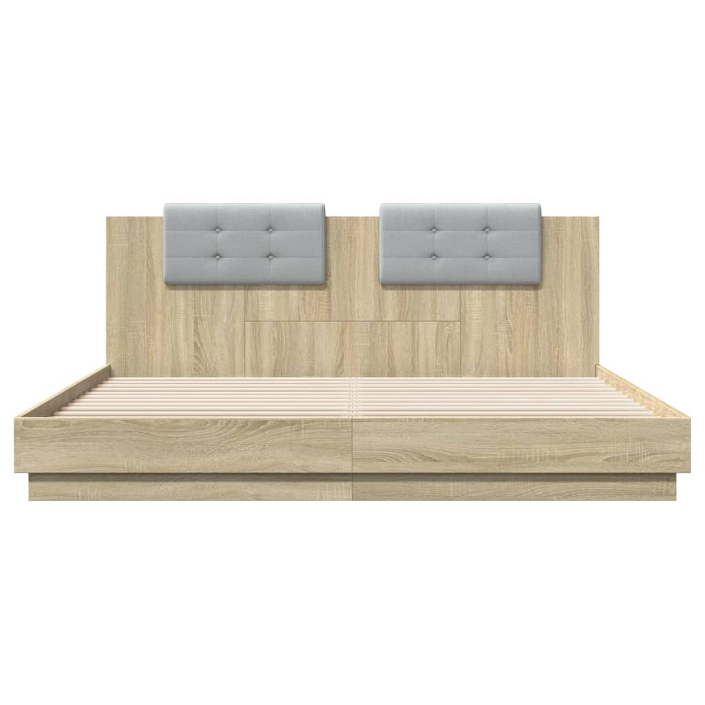 Πλαίσιο Κρεβατιού με Κεφαλάρι Sonoma Δρυς 160x200εκ. Επεξ. Ξύλο - Pakobazaar
