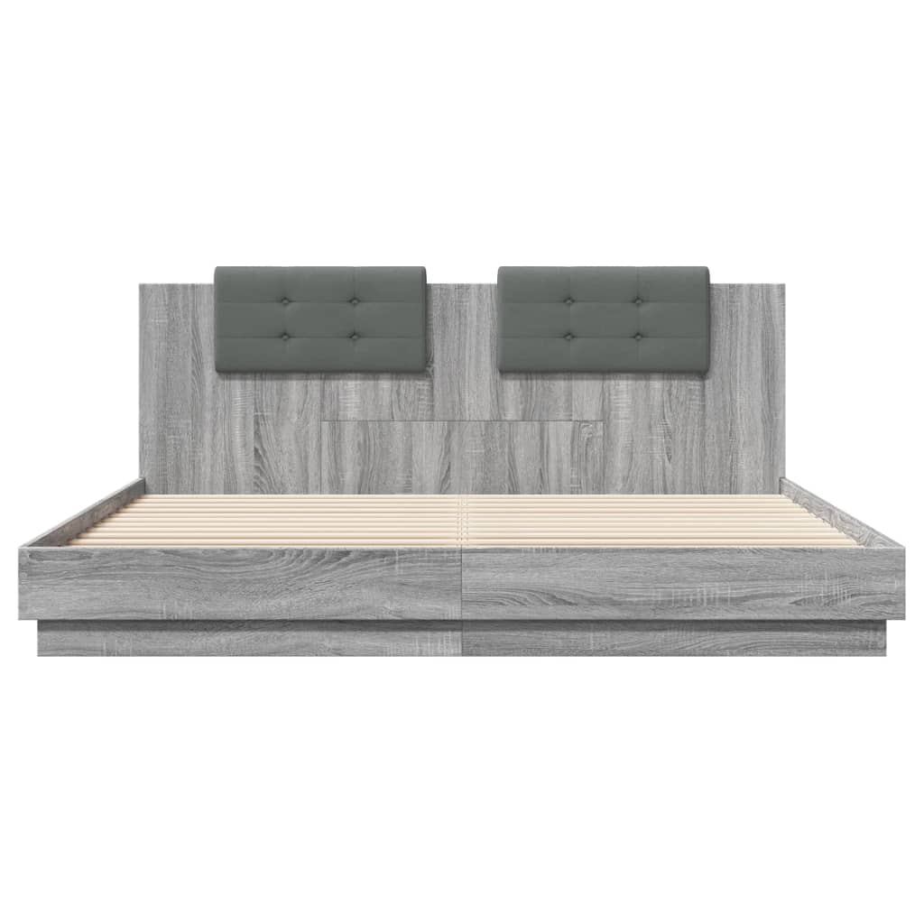 Πλαίσιο Κρεβατιού με Κεφαλάρι Γκρι Sonoma 160x200εκ. Επεξ. Ξύλο