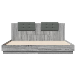 Πλαίσιο Κρεβατιού με Κεφαλάρι Γκρι Sonoma 160x200εκ. Επεξ. Ξύλο