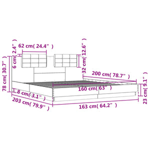 Πλαίσιο Κρεβατιού με Κεφαλάρι Γκρι Sonoma 160x200εκ. Επεξ. Ξύλο