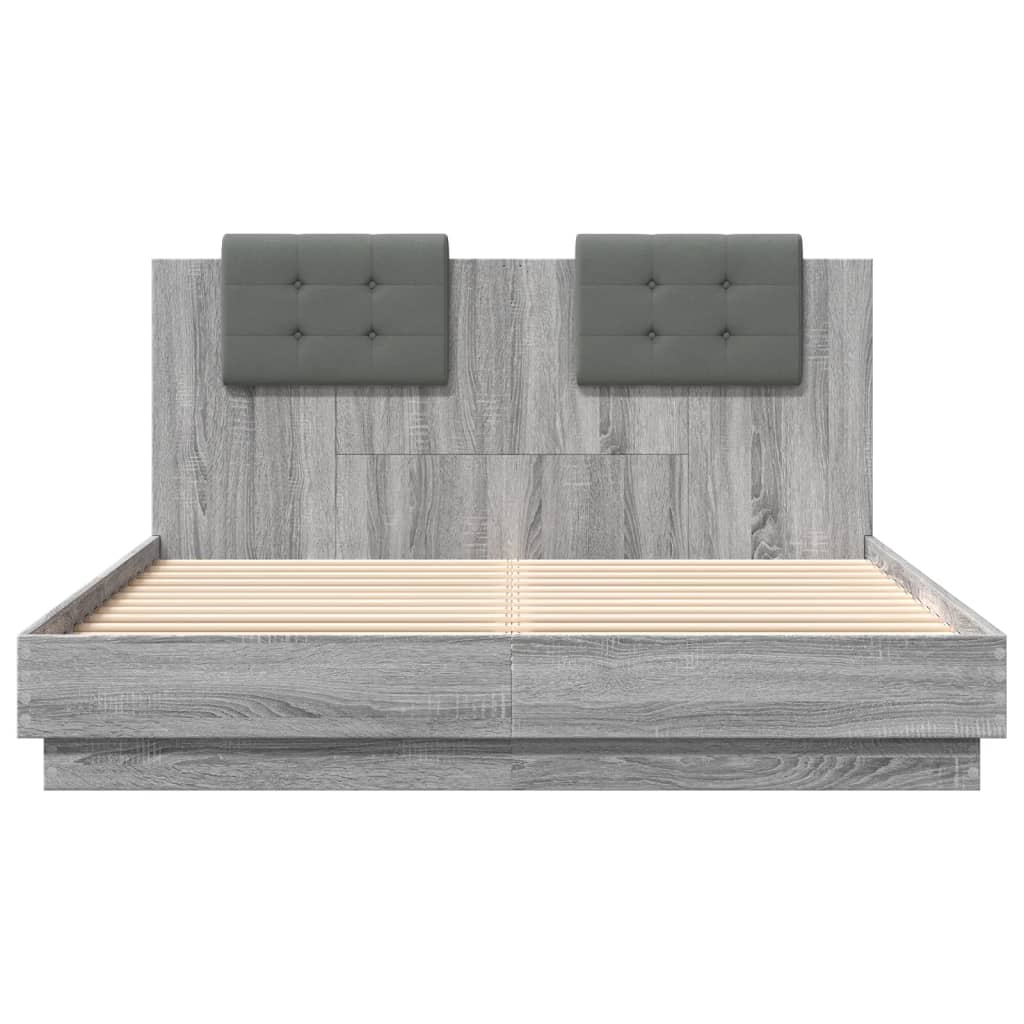 Πλαίσιο Κρεβατιού με Κεφαλάρι Γκρι Sonoma 150x200εκ. Επεξ. Ξύλο