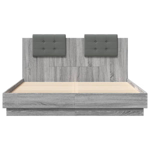 Πλαίσιο Κρεβατιού με Κεφαλάρι Γκρι Sonoma 150x200εκ. Επεξ. Ξύλο