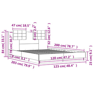 Πλαίσιο Κρεβατιού με Κεφαλάρι Λευκό 120x200 εκ.Επεξ. Ξύλο