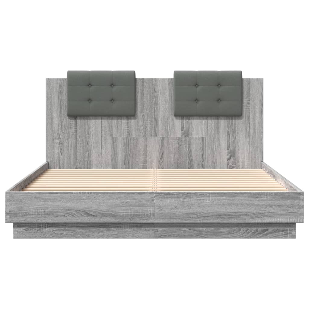 Πλαίσιο Κρεβατιού με Κεφαλάρι Γκρι Sonoma 120x200εκ. Επεξ. Ξύλο