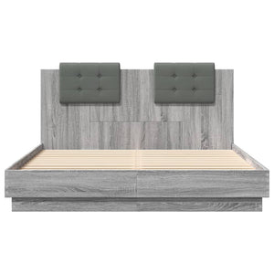 Πλαίσιο Κρεβατιού με Κεφαλάρι Γκρι Sonoma 120x200εκ. Επεξ. Ξύλο