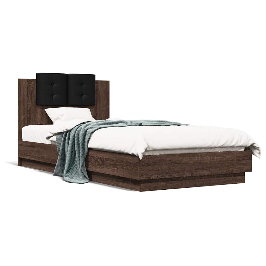 Πλαίσιο Κρεβατιού με Κεφαλάρι Καφέ Δρυς 90x200 εκ. Επεξ. Ξύλο