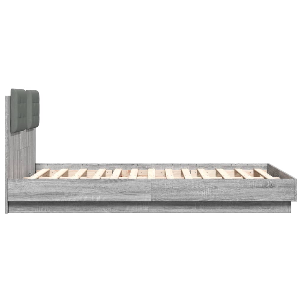 Πλαίσιο Κρεβατιού με Κεφαλάρι Γκρι Sonoma 140x190εκ. Επεξ. Ξύλο