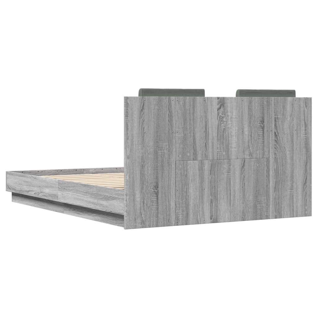Πλαίσιο Κρεβατιού με Κεφαλάρι Γκρι Sonoma 140x190εκ. Επεξ. Ξύλο