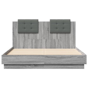 Πλαίσιο Κρεβατιού με Κεφαλάρι Γκρι sonoma 135x190εκ. Επεξ. Ξύλο