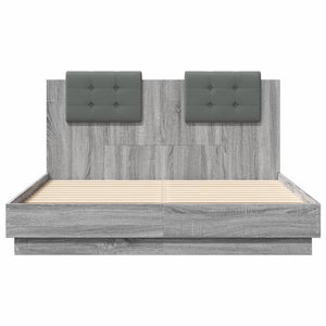 Πλαίσιο Κρεβατιού με Κεφαλάρι Γκρι sonoma 120x190εκ. Επεξ. Ξύλο
