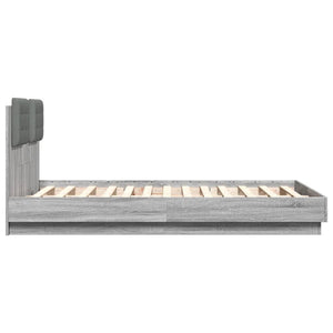 Πλαίσιο Κρεβατιού με Κεφαλάρι Γκρι sonoma 120x190εκ. Επεξ. Ξύλο