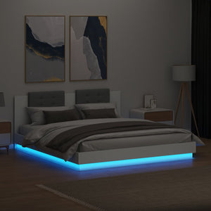Πλαίσιο Κρεβατιού με Κεφαλάρι/LED Λευκό 200 x 200 εκ.