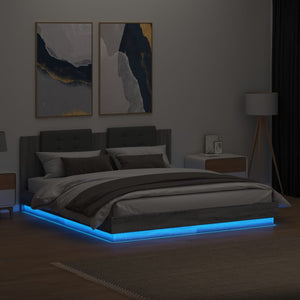 Πλαίσιο Κρεβατιού με Κεφαλάρι και LED Γκρι sonoma 200 x 200 εκ.