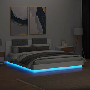 Πλαίσιο Κρεβατιού με Κεφαλάρι και LED Λευκό 180 x 200 εκ.