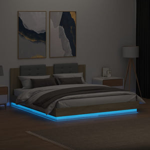 Πλαίσιο Κρεβατιού με Κεφαλάρι/LED Sonoma δρυς 180x200 εκ.