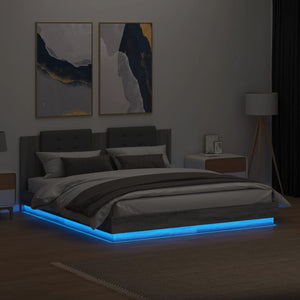 Πλαίσιο Κρεβατιού με Κεφαλάρι και LED Γκρι sonoma 180 x 200 εκ.
