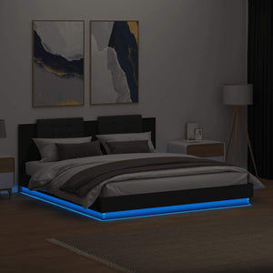 Πλαίσιο Κρεβατιού με Κεφαλάρι και LED Μαύρο 160 x 200 εκ.
