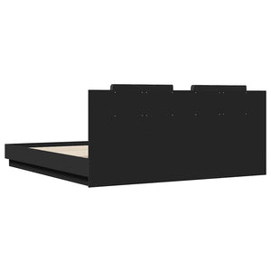 Πλαίσιο Κρεβατιού με Κεφαλάρι και LED Μαύρο 160 x 200 εκ.