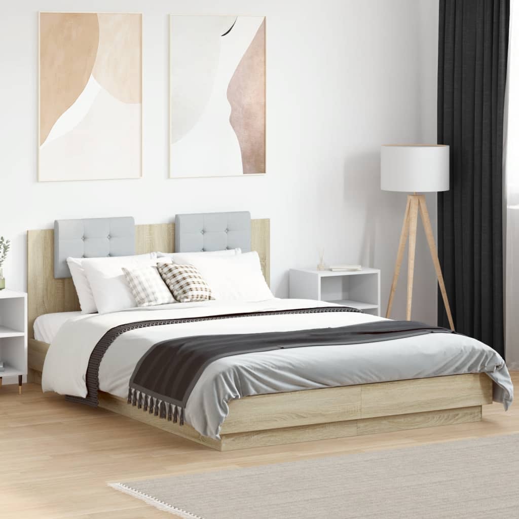 Πλαίσιο Κρεβατιού με Κεφαλάρι/LED Sonoma δρυς 150x200 εκ.