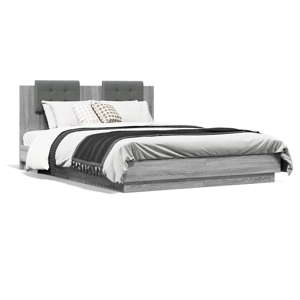 Πλαίσιο Κρεβατιού με Κεφαλάρι και LED Γκρι sonoma 150 x 200 εκ.