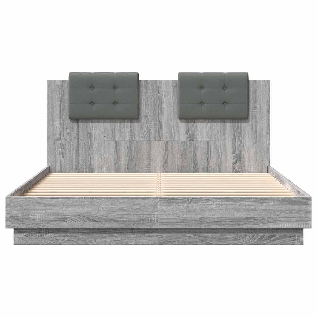 Πλαίσιο Κρεβατιού με Κεφαλάρι και LED Γκρι sonoma 150 x 200 εκ.