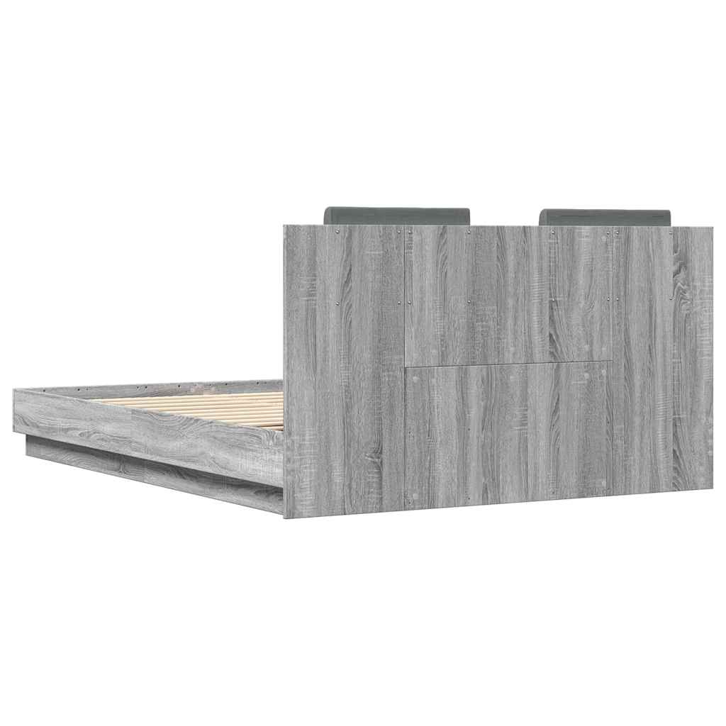 Πλαίσιο Κρεβατιού με Κεφαλάρι και LED Γκρι sonoma 150 x 200 εκ.