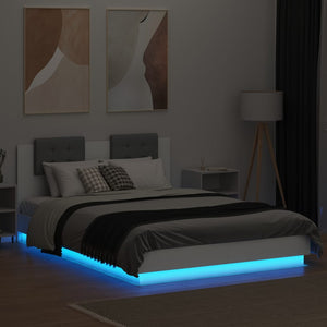 Πλαίσιο Κρεβατιού με Κεφαλάρι και LED Λευκό 140 x 200 εκ. - Pakobazaar