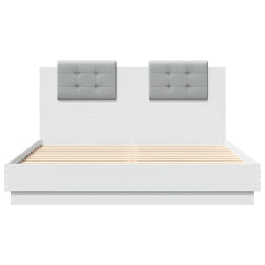 Πλαίσιο Κρεβατιού με Κεφαλάρι και LED Λευκό 140 x 200 εκ. - Pakobazaar