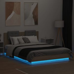 Πλαίσιο Κρεβατιού με Κεφαλάρι/LED Sonoma δρυς 140x200 εκ.