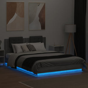 Πλαίσιο Κρεβατιού με Κεφαλάρι και LED Γκρι sonoma 140 x 200 εκ.