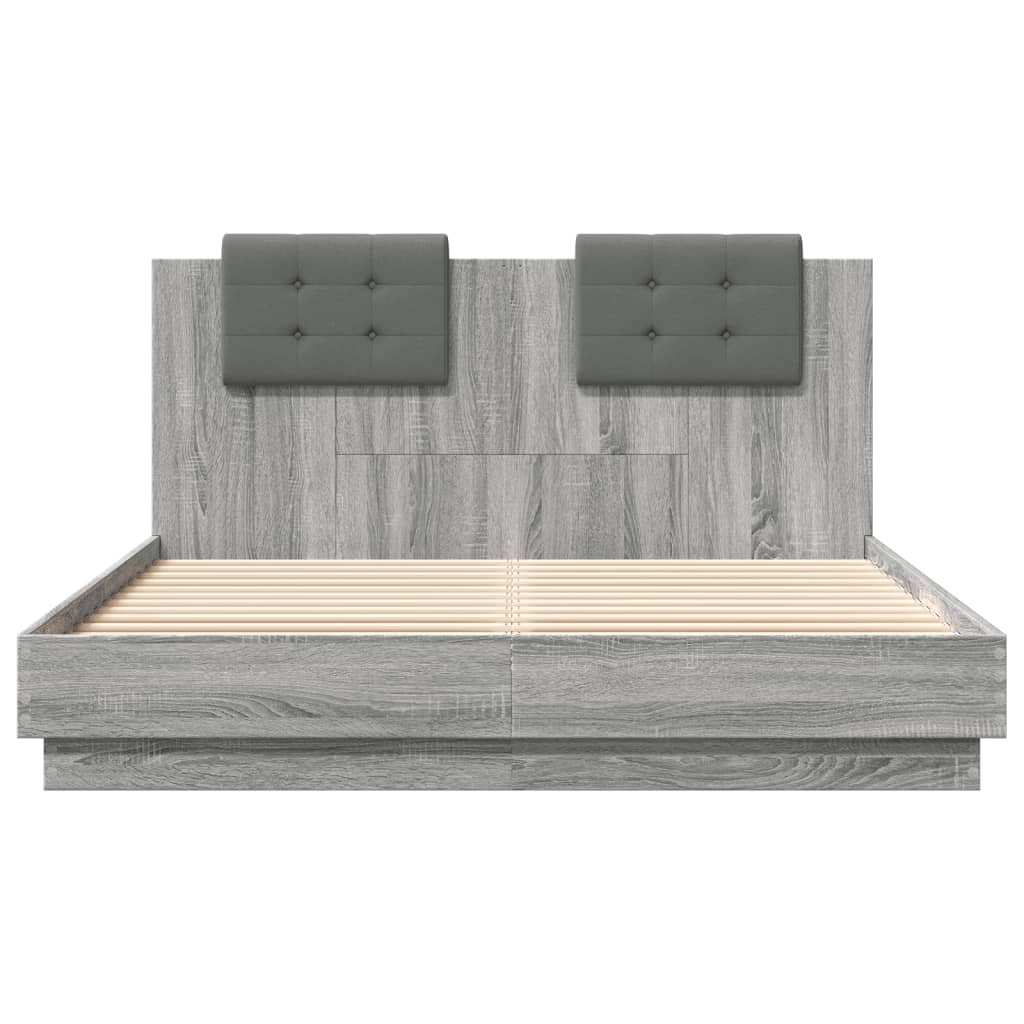 Πλαίσιο Κρεβατιού με Κεφαλάρι και LED Γκρι sonoma 140 x 200 εκ.