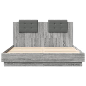 Πλαίσιο Κρεβατιού με Κεφαλάρι και LED Γκρι sonoma 140 x 200 εκ.