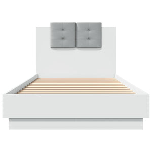 Πλαίσιο Κρεβατιού με Κεφαλάρι και LED Λευκό 100 x 200 εκ.