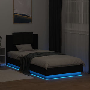 Πλαίσιο Κρεβατιού με Κεφαλάρι και LED Μαύρο 100 x 200 εκ.